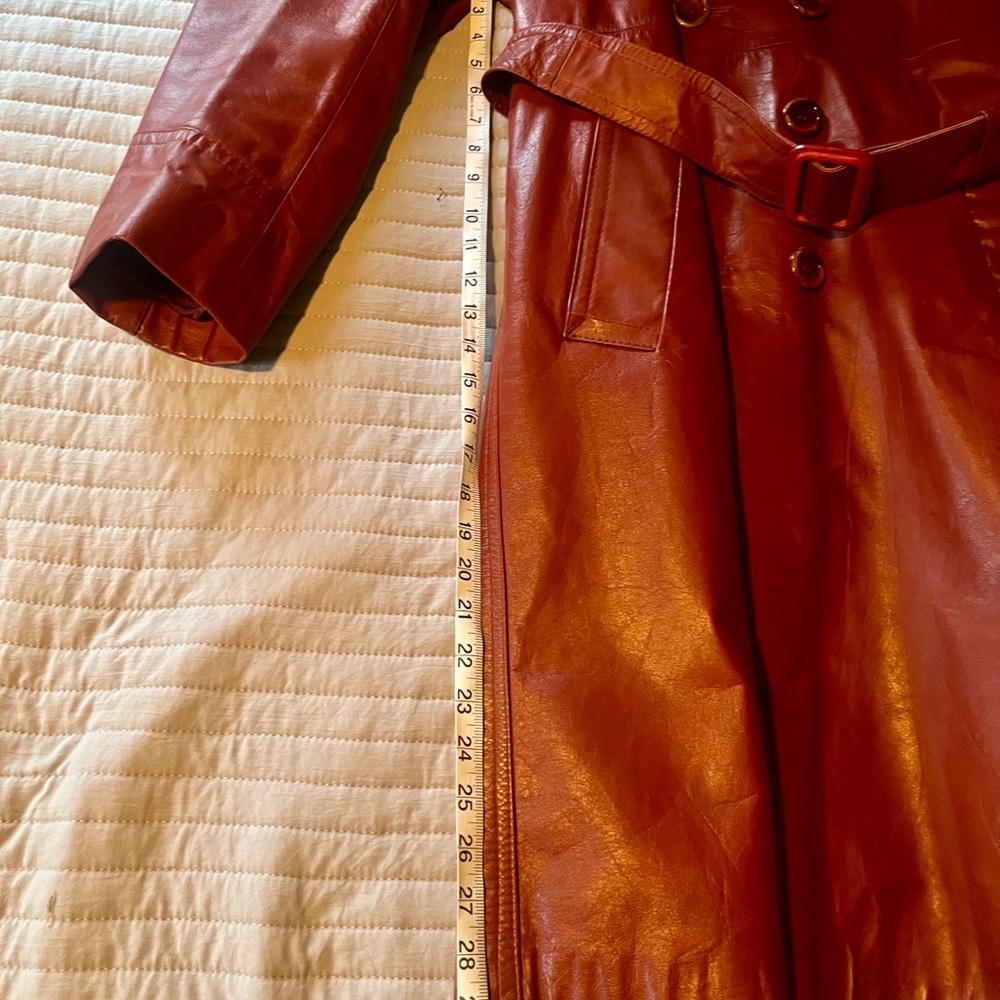 Sears Brown Leather Trench Coat - Picture 6 of 10